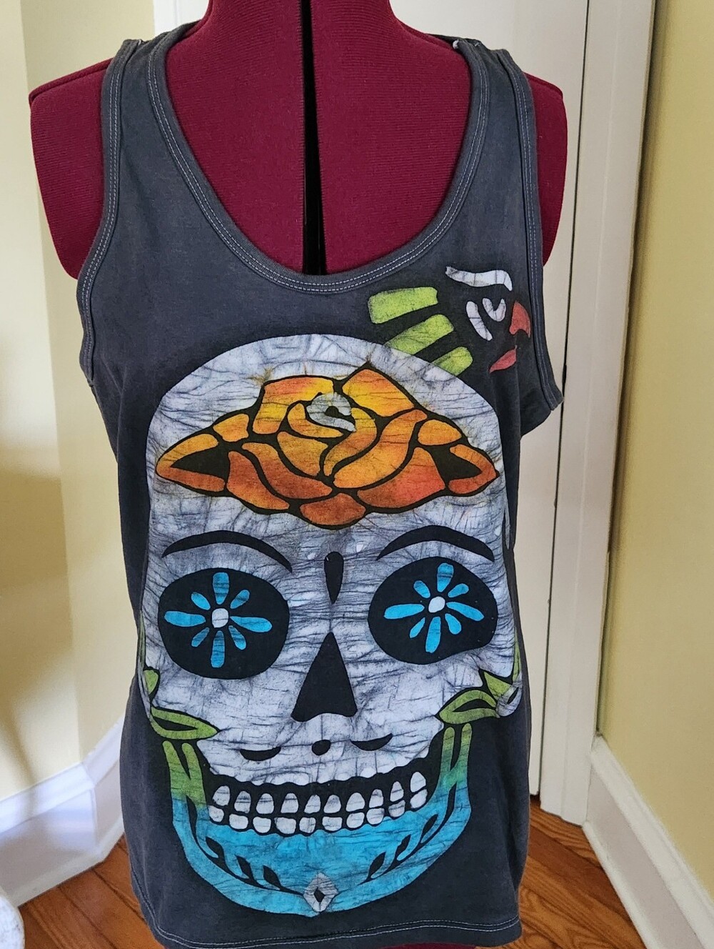 Unisex Mexican Sugar Skull Graphic Tank Top - Black